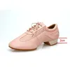 Sapatos de dança rosa couro latino para mulheres meninas 2 3.5cm 5cm salto macio salão de baile classificação teste professor