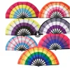 Ventagli pieghevoli arcobaleno LGBT Ventaglio colorato tenuto in mano per donne Uomini Pride Decorazione per feste Eventi di festival musicali Forniture per rave di danza 0328