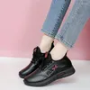 Casual Schuhe Frühling frauen Vulkanisieren 2024 Fashion Lace Up Weiche Leder Turnschuhe Frau Plattform Sport Für Frauen Tenis