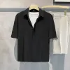 Summer Cool Men Shirt Shirt-Sleeved Shirt Anti-Wrinkle Solid Color Fi Office Casual Lose Butt Chored Shirt Mężczyzna ubranie Z5TV#