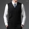 Coletes masculinos nível 4 super anti-pilling top grau pleuche inverno v pescoço marca de moda malha cardigan casual suéter preppy colete sem mangas