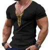 Män sommarens topp Slim Fit Soft Short Sleeve T-shirt Pullover Lace Up Breattable Casual Men Daily T-shirt E6LV#