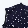 Tweedelige set Polka dot O-hals Veters met korte mouwen Blouses Shirt Elastische hoge taille Wijde pijpen Enkellange broeksets voor dames k5iZ#