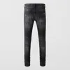 High Street Fi Hommes Jeans Rétro Noir Gris Stretch Skinny Fit Ripped Jeans Hommes Patché Designer Hip Hop Marque Pantalon Hombre w0w5 #