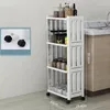 Kitchen Storage 3/4Layers Door Clip Trolley With Wheel Plastic Shelving Place Type Toilet Clamp Landing Rack Household Gap