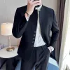 2024 Nowy Blazer+ Pants Boutique męski dżentelmen stojący kołnierz tyłek Decorati Groom Wedding Dr Busin Suit