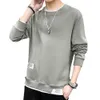 Hommes Casual Lg manches T-shirt sport ras du cou T-shirts Blouse Pull Tops Automne Hiver Cott Plus Taille Tops Chemises F5ao #