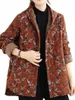 Damen-Ethno-Stil mit Blumenmuster, mit Kapuze, Lg-Ärmel, einreihiger Mantel, lockerer Vintage-Stil, lässig, warm, weit taillierte Cott-Jacke d4Ic #