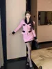 KUSAHIKI Koreaanse Mode Twee Stukken Sets Hit Kleur Slanke Taille Korte Jas Hoge Mini Rok Vrouwen Outfits 2024 Herfst