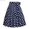 Kjolar skorts polka dot 50s vintage kvinna tunika kjol hög midja veckad midi retro kläder audrey hepburn chic swing strand skater yq240328