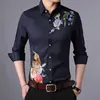 Mann Fi Digital Priting Dres Koreanischer Stil Männliche Blumenhemden Lg Sleeve Freizeit Frs Kleidung Freies Schiff 21bp #