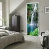 Pegatinas 3D Foto Wallpaper Cascada Naturaleza Paisaje Etiqueta De La Puerta PVC Impermeable Autoadhesivo Puerta Mural Papel De Parede 3D Decoración Del Hogar