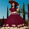 Robes médiévales mexicaines Charro Quinceanera avec appliques, épaules dénudées, robes De XV 15 ans, robes de fête d'anniversaire, Corset à lacets, robe douce 16 avec nœud, 2024