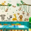 Stickers Cartoon Dierentuin Apen Muurstickers Kinderkamer Olifant Giraffe Kinderkamer Babykamer Decor Muursticker Kinderkamer Muurschildering Poster