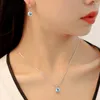 Necklace Earrings Set 3pcs Women Dating Daily Earring Jewelry Gift Zircon Inlaid Party Valentines Day Alloy Stylish Water Drop Shape