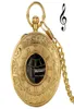Изысканные золотые музыкальные карманные часы с ручным механизмом, играющим на музыкальной цепочке для часов, резные часы с римскими цифрами, подарки на счастливый год314U3913782