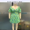 Kuclut damski mini sukienka Plus Sumper Summer Lose Pleted Nedped Talle Slim Printed Vneck krótkie sukienki z rękawami prąciami 240321