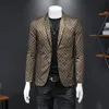 British Style Mens Fi Blazer 2022 New Plaid Pridging Slim Fit Suit Veste Veste Veste Male Busin Office Party Blazers J3Di #