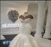 Nuevo diseñador de lujo Dubai árabe sirena vestidos de novia más tamaño cristales rebordear corte tren vestido de novia vestidos de novia Custom7540637