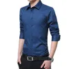 Chemises à manches LG masculines blanches Single Coute carrée de la couche formelle Men Fi Slim Camisa Chemise Z7DU #