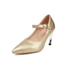 Klänningskor 2024 Pointed Fish Scale Leather 8.5cm Slim Heel Sandaler Moderna kvinnors singlar Girl's Night Fashion Gold 35-47 Pumpar