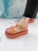Sandalet Yeni 2023 Yaz Melissa Eva Kalın Sole Sandalet Kadın Platformu Roman Jöle Ayakkabı Moda Bayanlar Dokuma Plaj Sandalet SM133