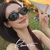 CELIES Oval sunglasses for women in 2024 new high-end Instagram face slimming sunglasses sun protection and UV protection LOGO