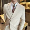 Boutique Fi Effen Kleur High-end Merk Casual Busin mannen Blazer Bruidegom Trouwjurk Blazers voor Mannen pak Tops Jacke Jas H2eW #