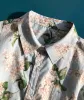 Camisa colorida estilo romântico bordado pod viburnum com estampa de floresta tropical, camisa feminina de algodão combinando com cores suaves