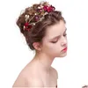 Hårklämmor Barrettes Bridal Wearing Rhinestone Simation Flowers Pärlor smycken Ankomst Personlig Fancy Bk Vintage Tiaras Drop Delive Otspk