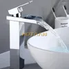 Bathroom Sink Faucets Waterfall Brass Basin Faucet Deck Mounted Single Lever Hole Cold& Mixer Chrome Plated Tap YT-5022