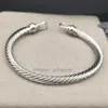 5MM Silver Retro Handmade Thick Pearl womenTrendy Twisted 4MM Wire Bracelet Clasp Open Bracelets Brand Niche Design Men Jewelry Accessory