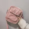 Sac à main en toile à rabat pour femmes, Style Preppy, messager à bandoulière, petit velours côtelé, sacoche décontractée, sac à main de voyage