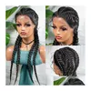 Synthetische pruiken 28 inch Kanten Voorhaar Pruik Zwart Lang Voor Afrikaanse vrouw Afro Frontaal Cornrow Twist Boksen Gevlochten Drop Delivery Prod Dhsjn