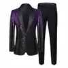 fi Men's Sequin Suit 2 Piece Men Bar KTV Stage Performance Dr Male Gradient Clothing d3d3#