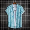 Men's Casual Shirts Men Beach Shirt Coconut Tree Print Summer Single-breasted Lapel Cardigan For Vacation Style Holiday