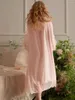 Damen-Nachtwäsche, Vintage-Prinzessin-Nachthemden für Damen, Modal-Gaze, zarte Stickerei, lockere königliche Nachtwäsche, Frühlings-Heimkleid