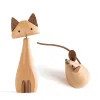 Sculpturen Nova boneca de gato de madeira n6rdica criativa m6vel sala de estar quarto decoracao para casa artesanato de faia natural natal