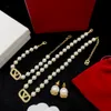 Jewelry Classic Set Gift, Valent Ocean Pearl Gold diamond necklace bracelet earrings set holiday gift