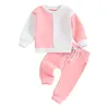 Clothing Sets Autumn Toddler Boys Fall Outfits Contrast Color Long Sleeve Sweatshirts And Solid Pants Spring Clothes Set