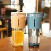 Bouteilles d'eau Tasse à thé pratique réutilisable voyage portable transparent outils de boisson tasse à jus 700 ml avec couvercle et paille accessoires pour la maison