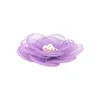 Hair Accessories 60 Pcs/lot 3.15" Inch Burned Edge Sheer Organza Camellia Flower With Pearl Rhinestone Center You Choose Colors