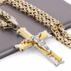 Collier avec pendentif croix de luxe de styliste, en or 14 carats, pour hommes et femmes