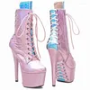 Sapatos de dança laijianjinxia 17cm/7 polegadas pu superior moderno pólo plataforma de salto alto sexy boate botas de tornozelo feminino 094