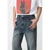 Männer Jeans 2024 Frühling Koreanische Vintage Stil Einfarbig Lose Baumwolle Mode Zipper High Street Waschen Hip Hop Casual