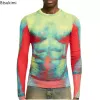 2024 Spring Summer Pattern Printing Men's LG Sleeve Slim Fit T-Shirts Crew Neck Pullover Topps Male Streetwear Casual T Shirt 05nt#