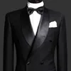 Slim Fit Mannen Pakken met Double Breasted Zwarte Formele Bruiloft Bruidegom Tuxedos 2 Stuk Busin Mannelijke Fi Set Jas met broek l1Fo #