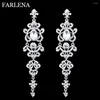 Dangle Earrings FARLENA Jewelry Silver Color Crystal Wedding Long Flower Shaped Chandelier For Women Brides Bridesmaid Party