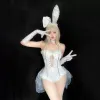 Easter Bunny Costume Cyberpunk White Bodysuit Sexig DJ Maid Bunny Costume Suit For Women Maid Halen Cosplay Costumes Women U32i#