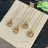 Top luxury fine designer jewelry V Gold Full Sky Star Womens Full Diamond Double Button Pendant Rose Gold Fashion Simple and Versatile Original 1to1 With Real Logo